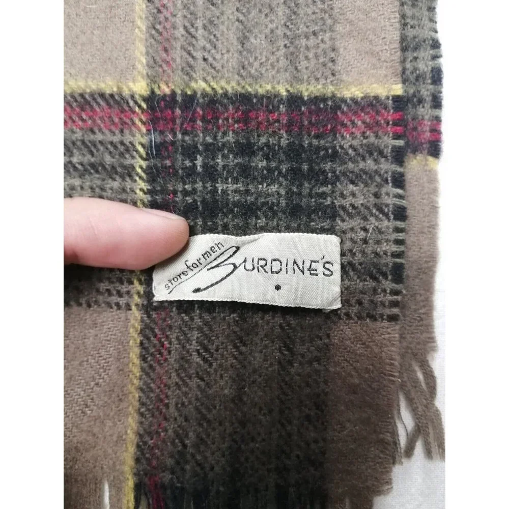 Vintage Burdines German Scarf Plaid Brown Black Red 11.5